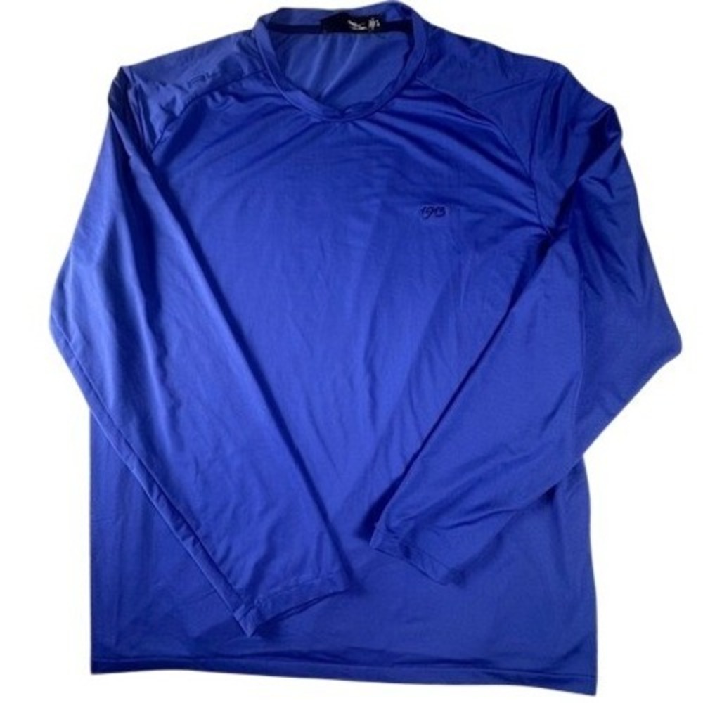 RLX Ralph Lauren Shirt Mens XL Blue Long Sleeve Performance 1913 Mock Neck Sport